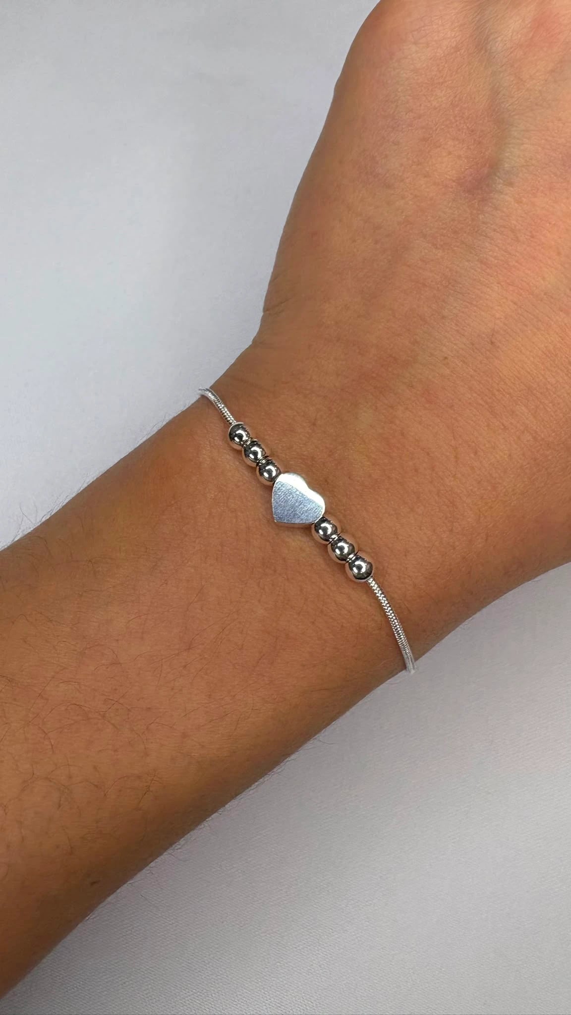 Pulsera Clapton Centro Corazón con Bolitas